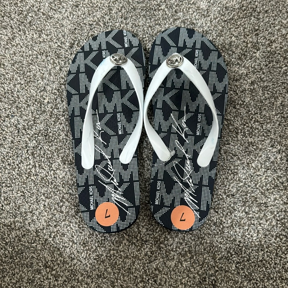 Michael Kors navy and white sandals